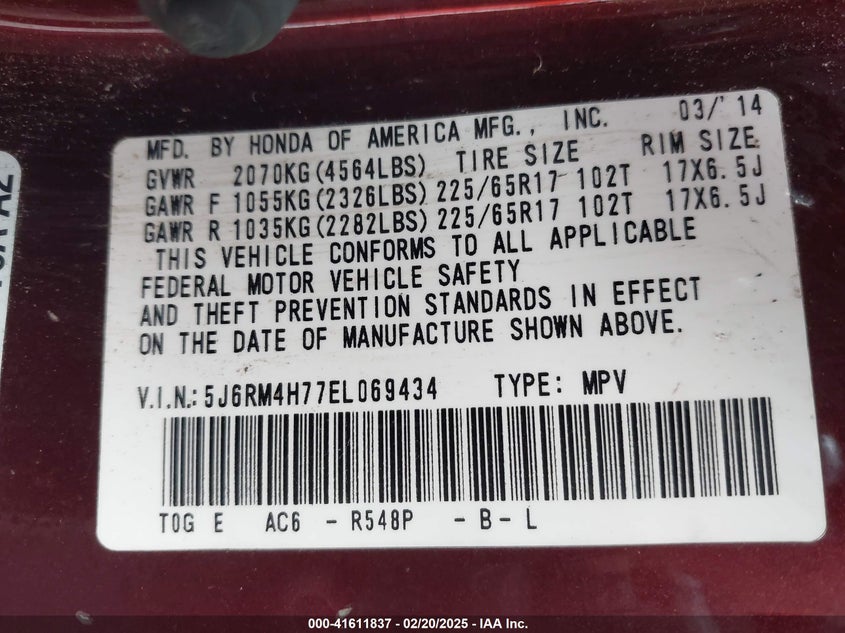 2014 HONDA CR-V EX-L - 5J6RM4H77EL069434