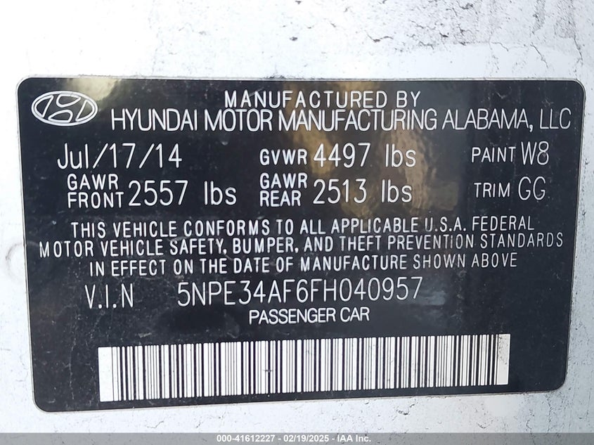 2015 HYUNDAI SONATA LIMITED - 5NPE34AF6FH040957