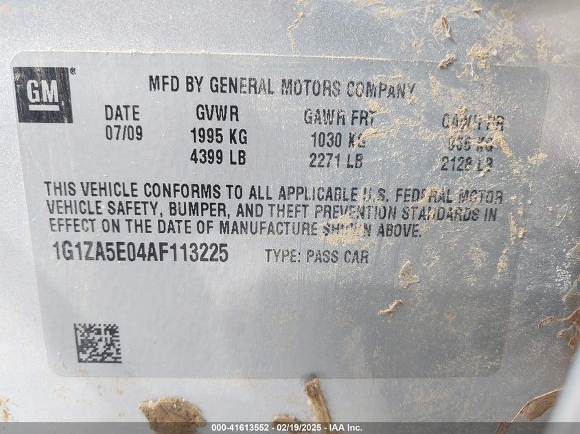 2010 CHEVROLET MALIBU VIN: 1G1ZA5E04AF113225