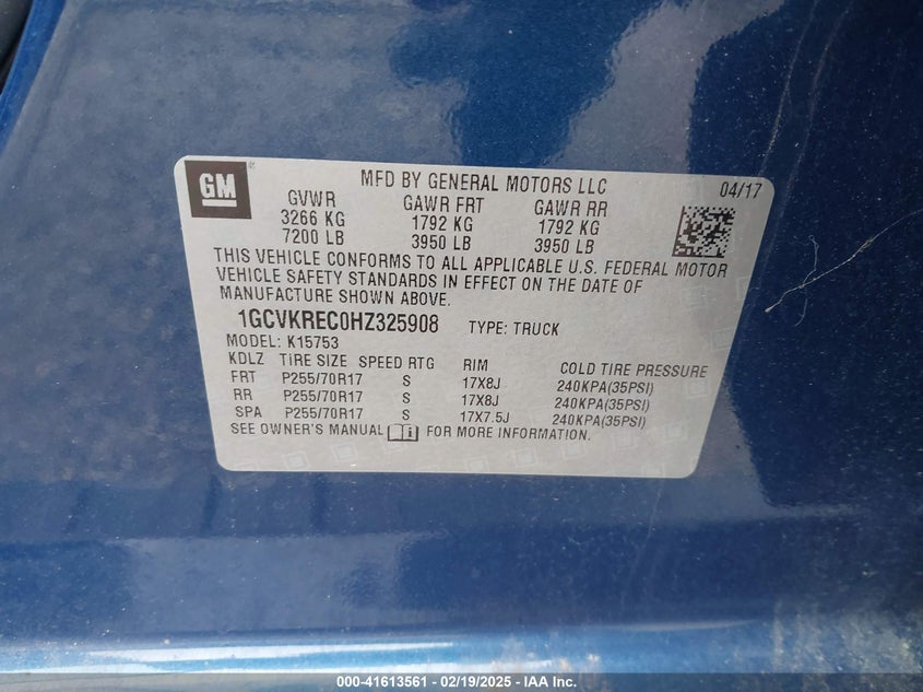 2017 CHEVROLET SILVERADO 1500 1LT - 1GCVKREC0HZ325908