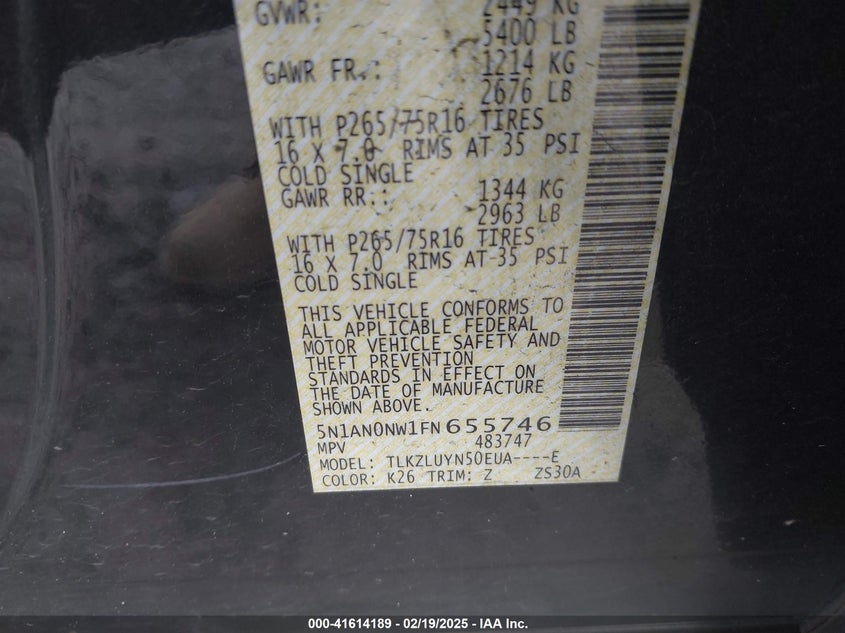 2015 NISSAN XTERRA PRO-4X - 5N1AN0NW1FN655746