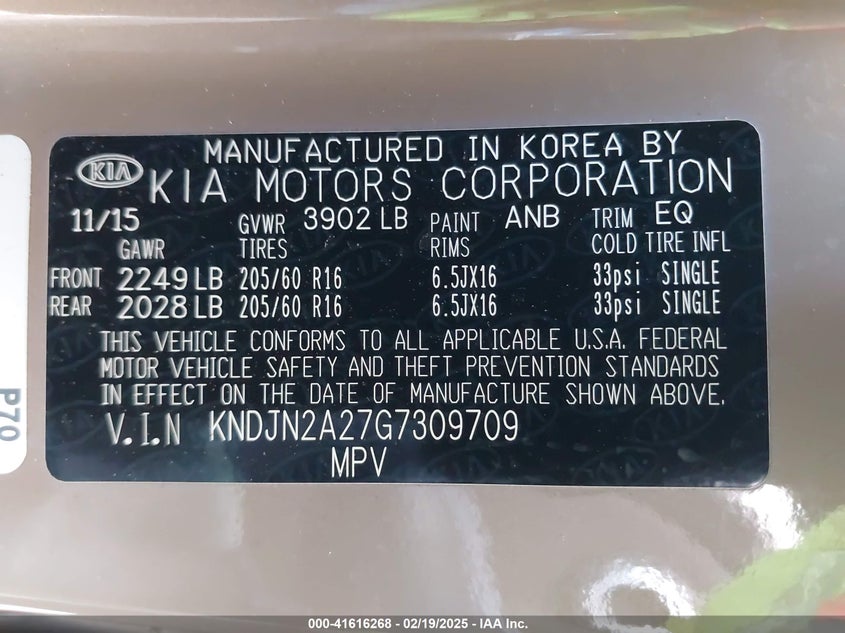 2016 KIA SOUL - KNDJN2A27G7309709