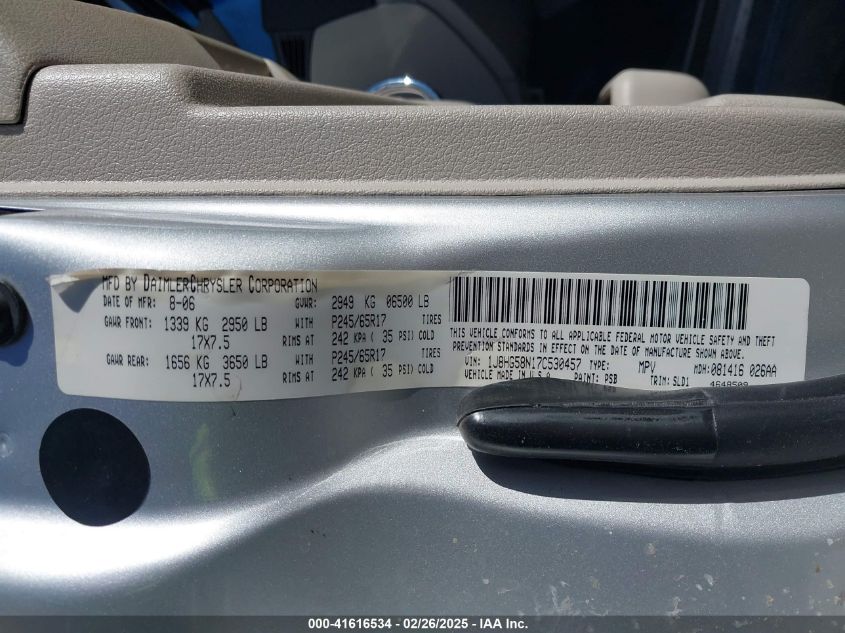 2007 Jeep Commander Limited VIN: 1J8HG58N17C530457 Lot: 41616534