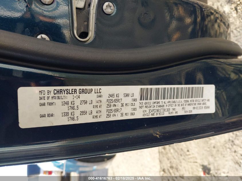 2014 Dodge Journey American Value Pkg VIN: 3C4PDCAB1ET201369 Lot: 41616763