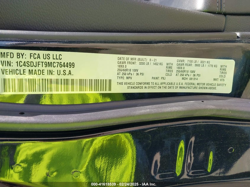 2021 DODGE DURANGO PURSUIT AWD - 1C4SDJFT9MC764499