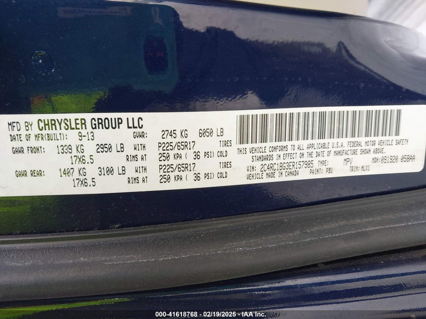 2014 Chrysler Town & Country Touring VIN: 2C4RC1BG3ER157985 Lot: 41618768