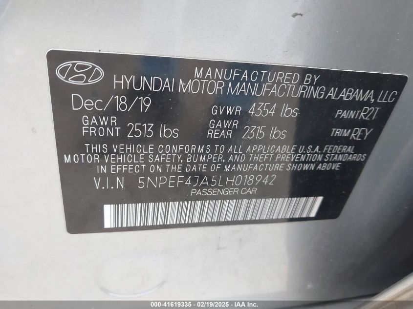 2020 HYUNDAI SONATA SEL - 5NPEF4JA5LH018942