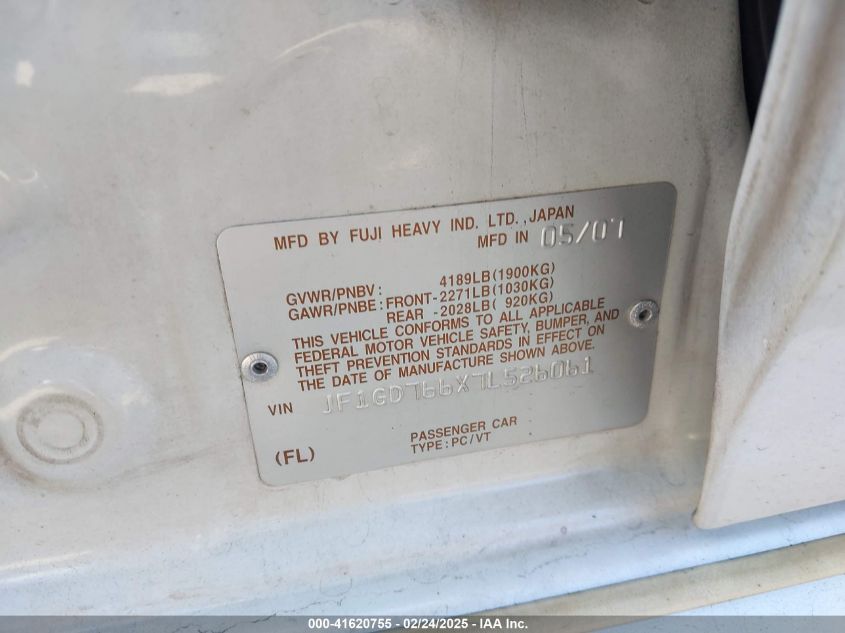 2007 Subaru Impreza Wrx Sti VIN: JF1GD766X7L526061 Lot: 41620755