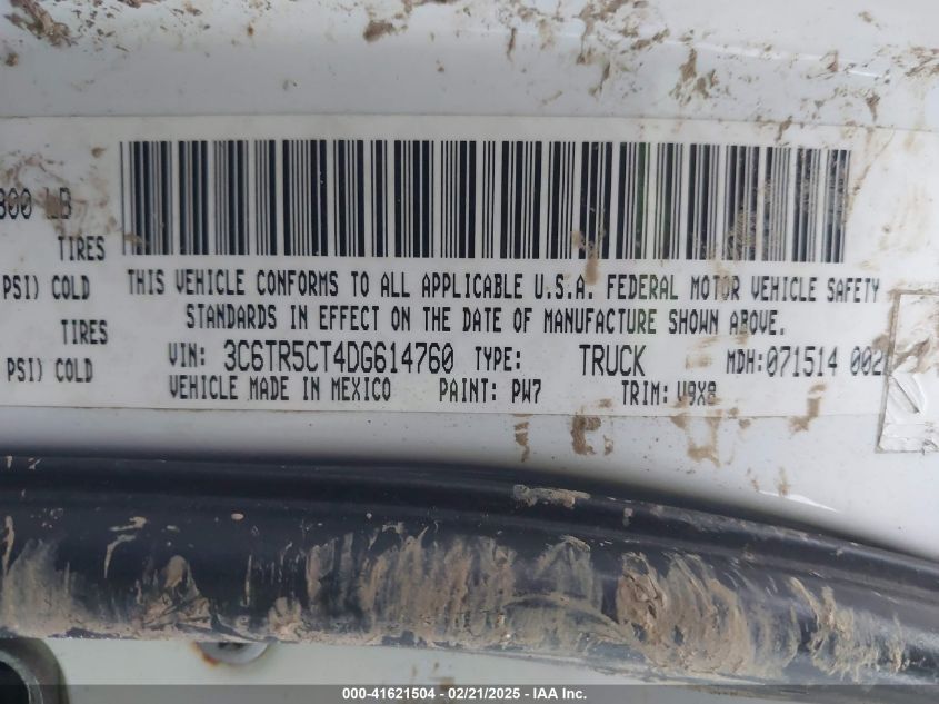 2013 Ram 2500 Tradesman VIN: 3C6TR5CT4DG614760 Lot: 41621504