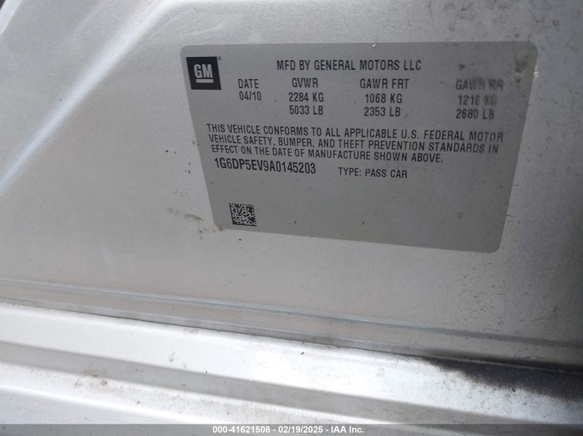 2010 CADILLAC CTS VIN: 1G6DP5EV9A0145203