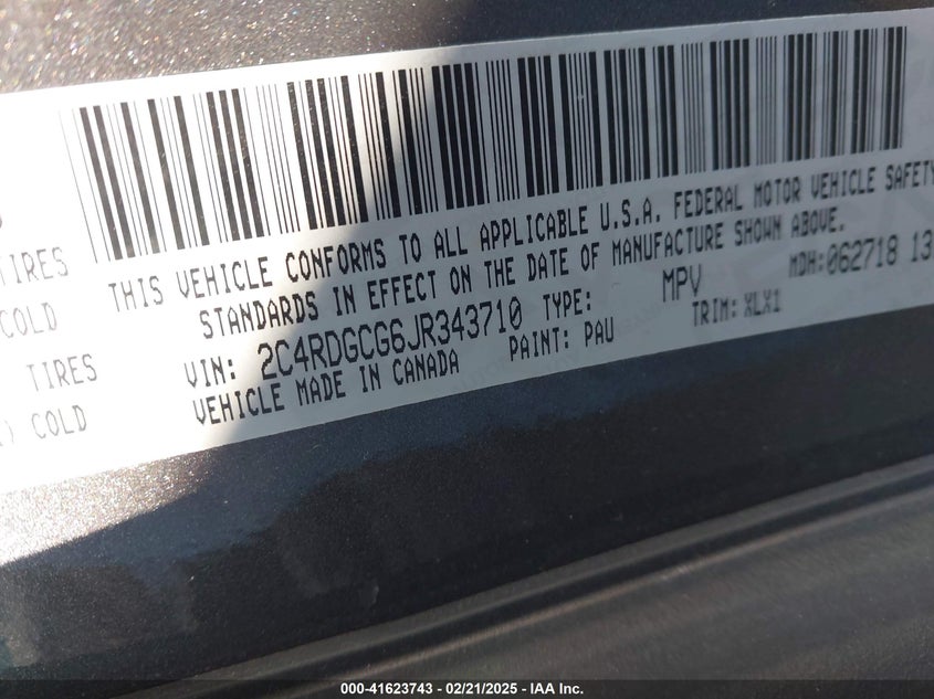 2018 DODGE GRAND CARAVAN SXT - 2C4RDGCG6JR343710