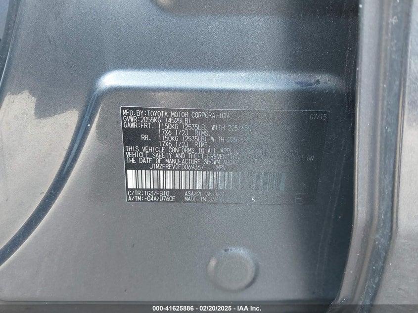 2015 TOYOTA RAV4 LE - JTMZFREV2FD069367