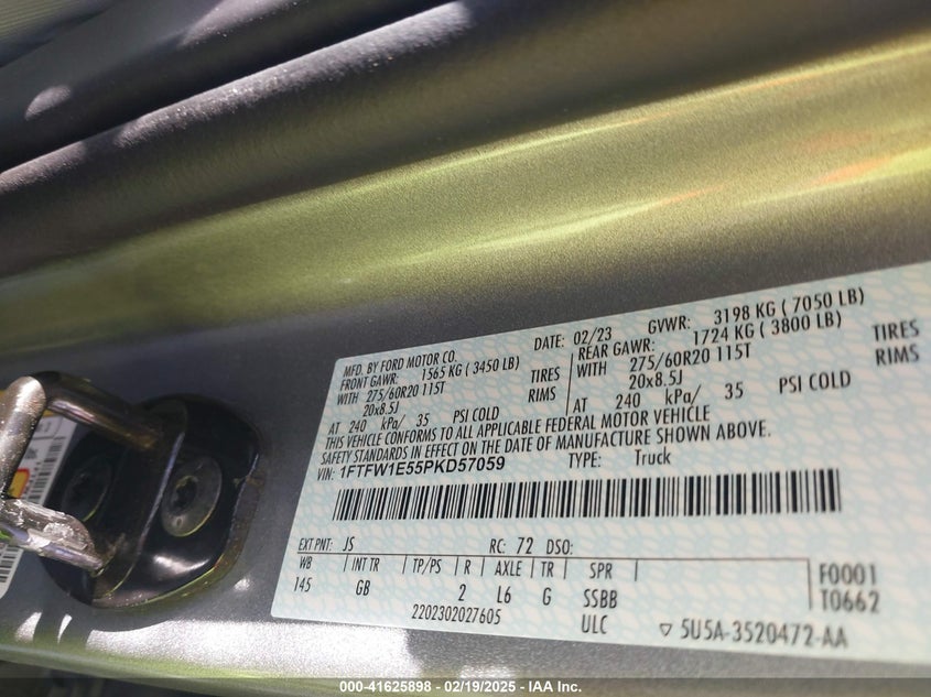 2023 FORD F-150 VIN: 1FTFW1E55PKD57059