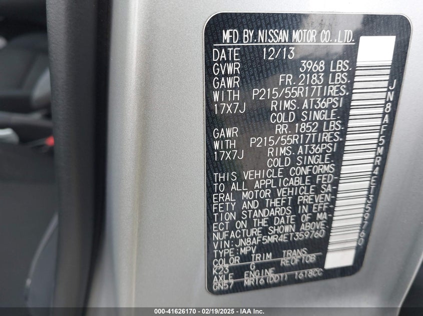 2014 NISSAN JUKE S - JN8AF5MR4ET359760