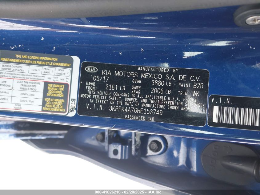 2017 KIA FORTE LX - 3KPFK4A76HE153749