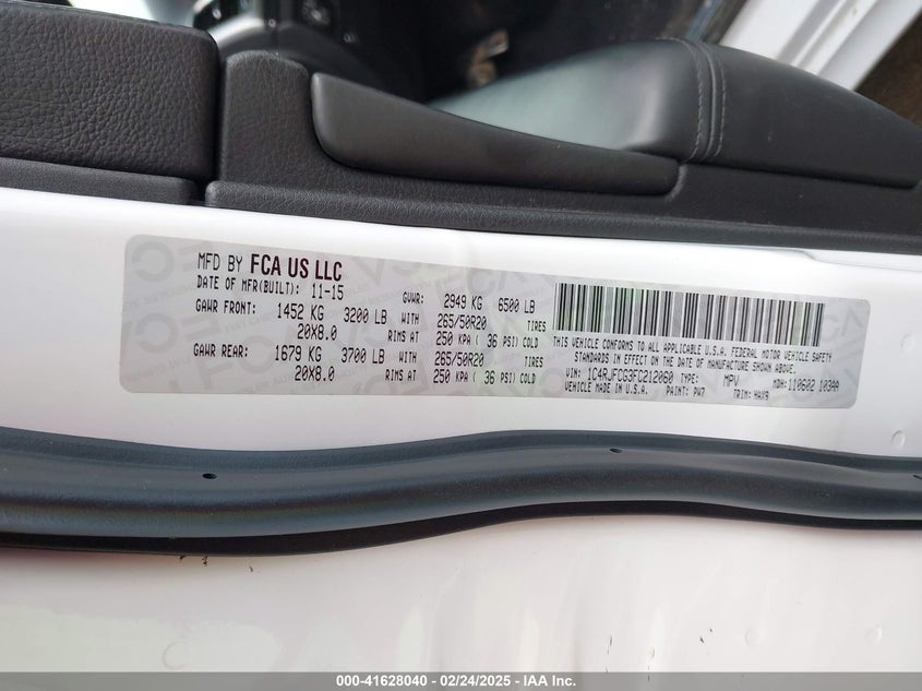 2015 JEEP GRAND CHEROKEE HIGH ALTITUDE - 1C4RJFCG3FC212060