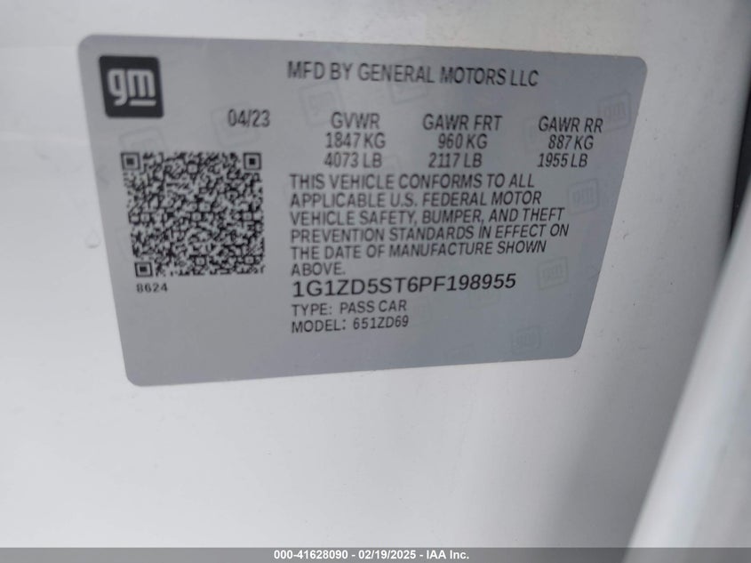 2023 CHEVROLET MALIBU VIN: 1G1ZD5ST6PF198955