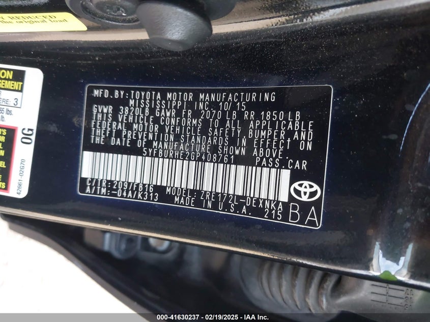 2016 TOYOTA COROLLA LE - 5YFBURHE2GP408761