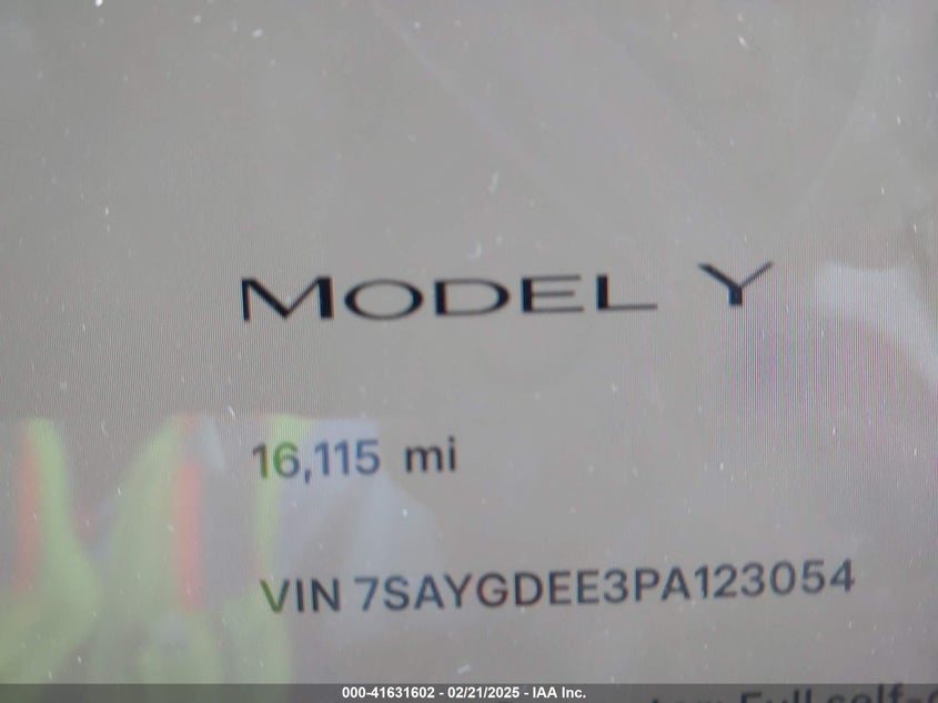 2023 Tesla Model Y Awd/Long Range Dual Motor All-Wheel Drive VIN: 7SAYGDEE3PA123054 Lot: 41631602