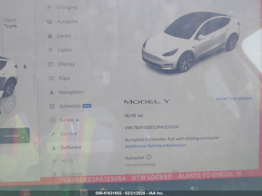 2023 Tesla Model Y Awd/Long Range Dual Motor All-Wheel Drive VIN: 7SAYGDEE3PA123054 Lot: 41631602