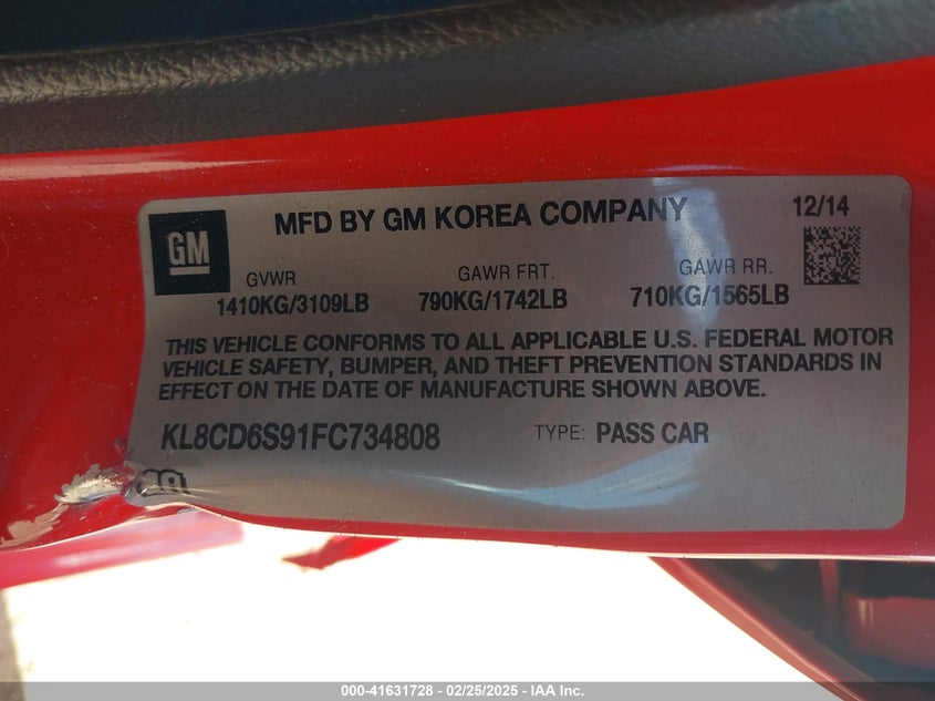 2015 CHEVROLET SPARK 1LT CVT - KL8CD6S91FC734808