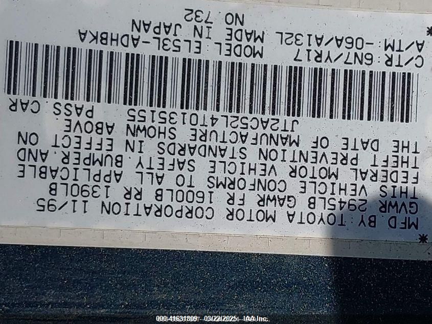 1996 Toyota Tercel Std/Dx VIN: JT2AC52L4T0135155 Lot: 41631809