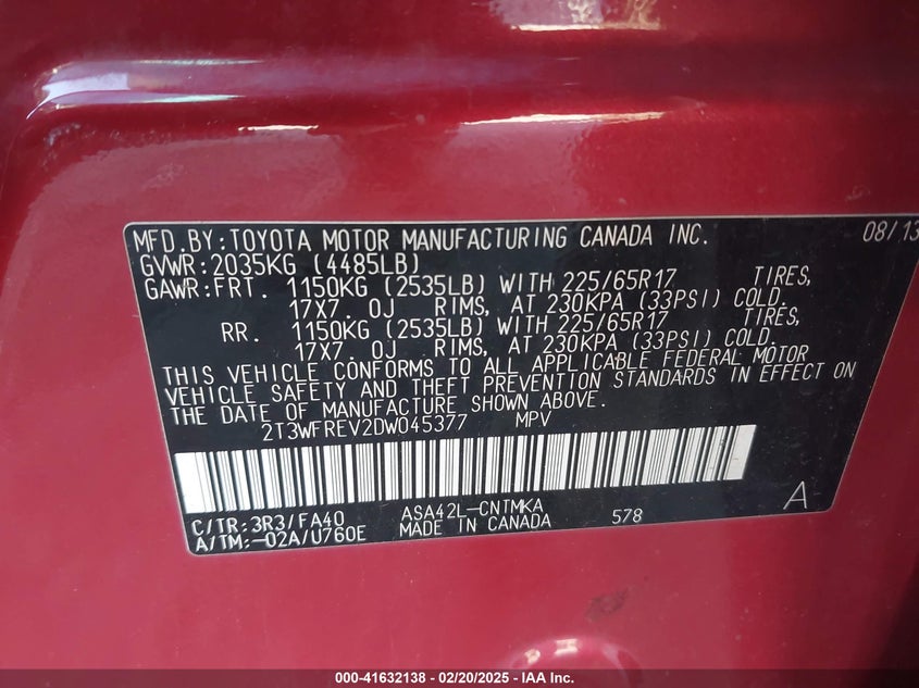 2013 TOYOTA RAV4 XLE - 2T3WFREV2DW045377