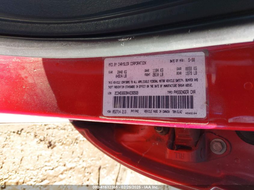 1999 Chrysler 300M VIN: 2C3HE66G9XH236569 Lot: 41632365