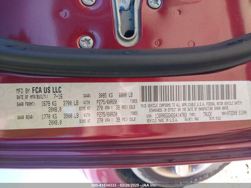 2016 RAM 1500 BIG HORN - 1C6RR6GGXGS414783