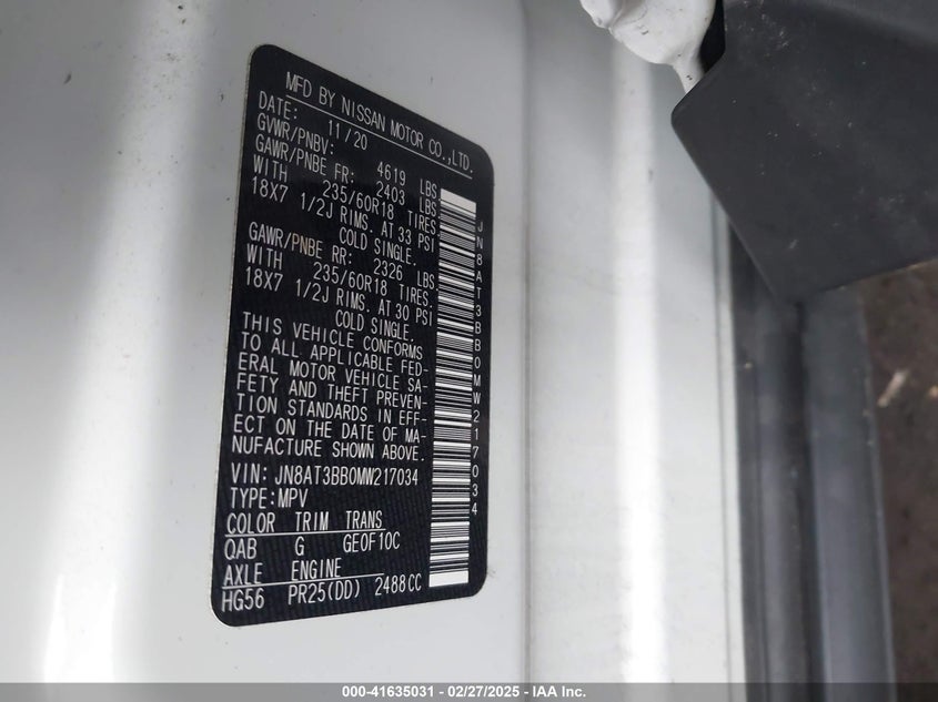 2021 NISSAN ROGUE SV INTELLIGENT AWD - JN8AT3BB0MW217034