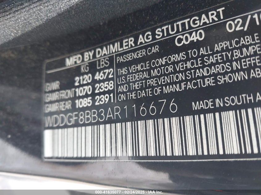 2010 MERCEDES-BENZ C 300 VIN: WDDGF8BB3AR116676