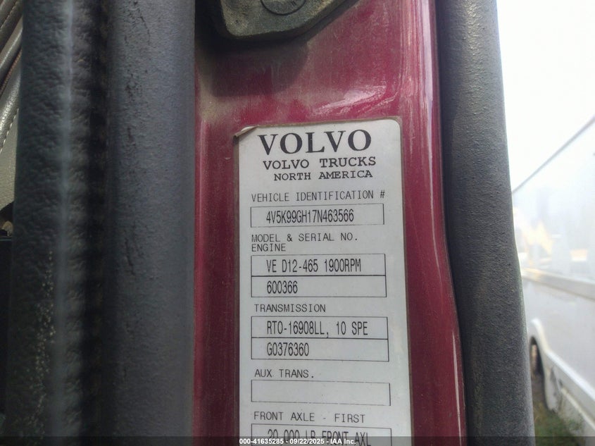 2007 Volvo Vhd VIN: 4V5K99GH17N463566 Lot: 41635285