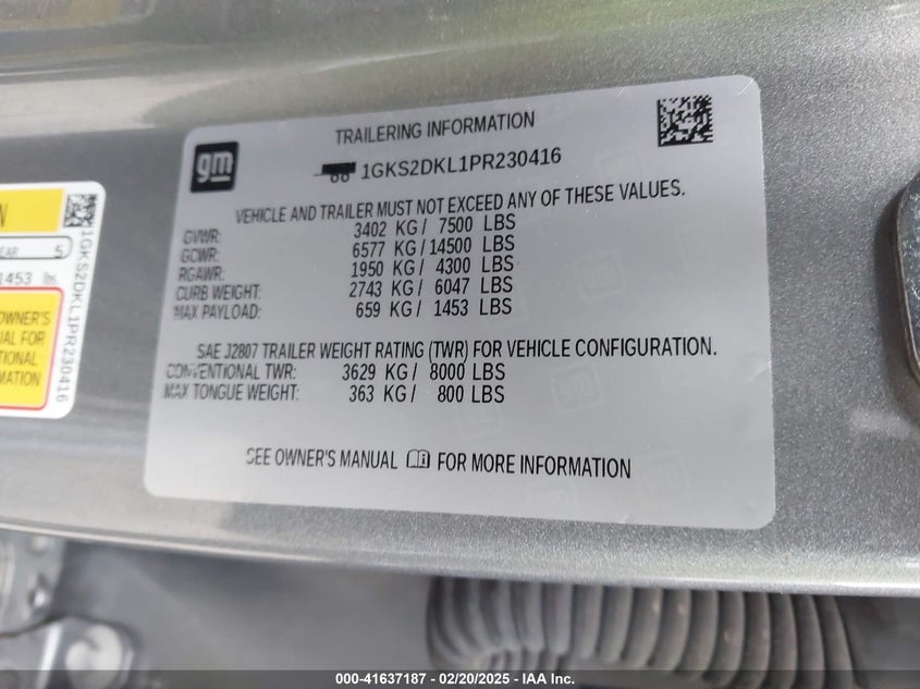 2023 GMC Yukon 4Wd Denali VIN: 1GKS2DKL1PR230416 Lot: 41637187