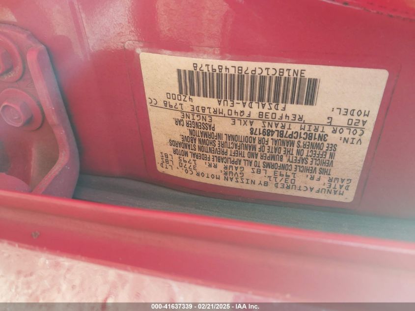 2011 Nissan Versa 1.8S VIN: 3N1BC1CP7BL489178 Lot: 41637339