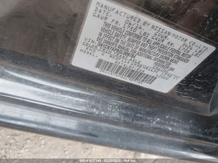 2016 NISSAN VERSA 1.6 SV - 3N1CN7AP8GL909784