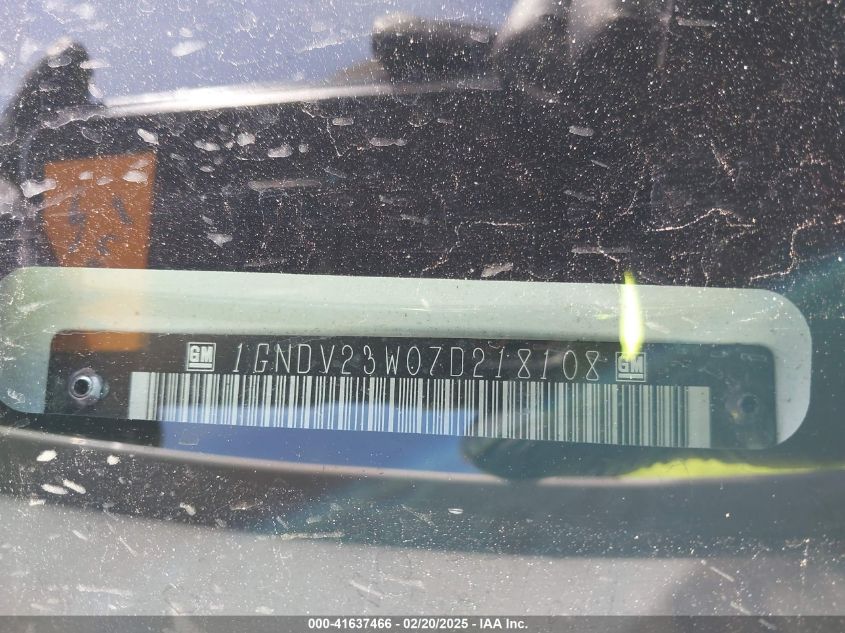 2007 Chevrolet Uplander Ls VIN: 1GNDV23W07D218108 Lot: 41637466