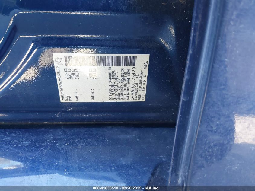 2018 Nissan Maxima 3.5 Sv VIN: 1N4AA6AP8JC375429 Lot: 41638510