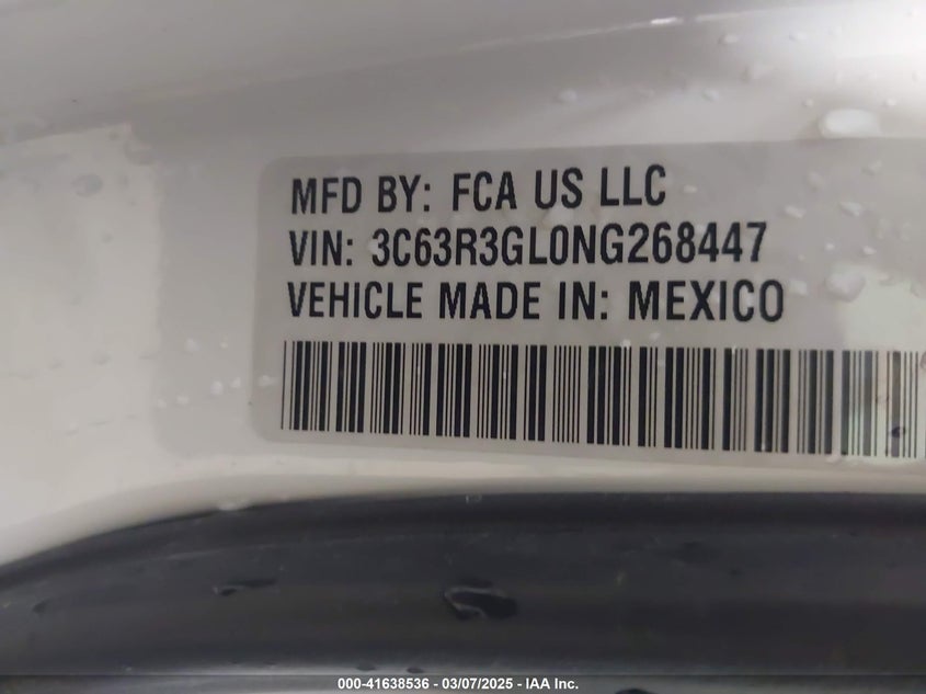 2022 Ram 3500 Tradesman 4X4 8' Box VIN: 3C63R3GL0NG268447 Lot: 41638536