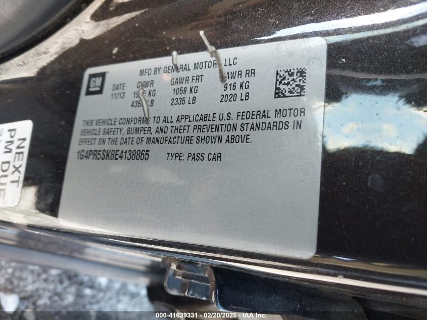 2014 Buick Verano Convenience Group VIN: 1G4PR5SK8E4138865 Lot: 41639331