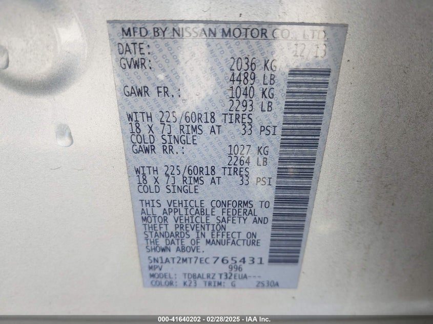 2014 NISSAN ROGUE SL - 5N1AT2MT7EC765431