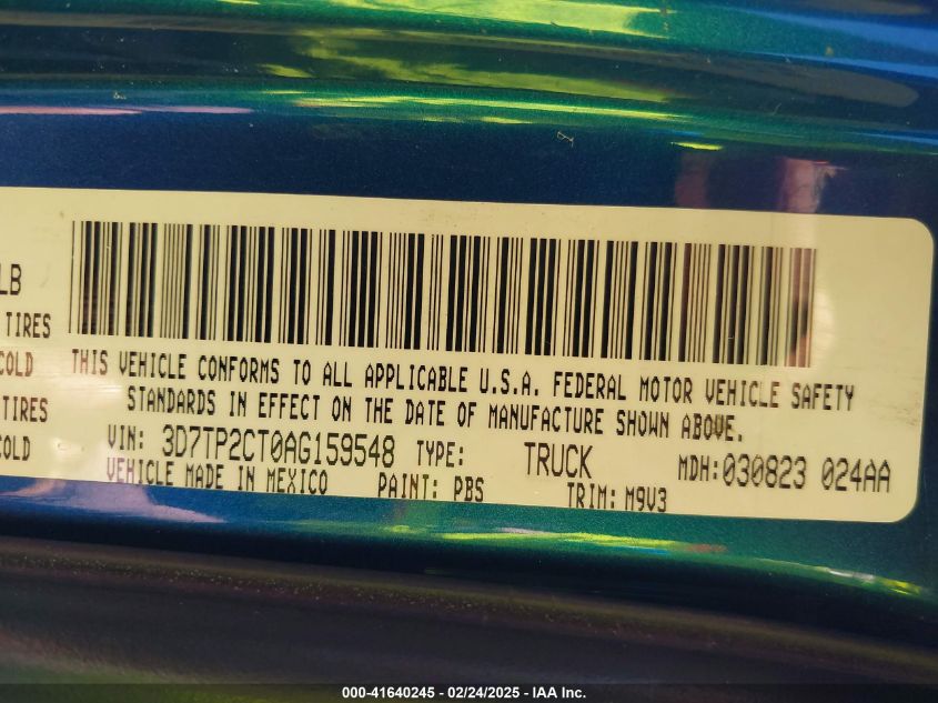 2010 Dodge Ram 2500 Slt/Trx VIN: 3D7TP2CT0AG159548 Lot: 41640245