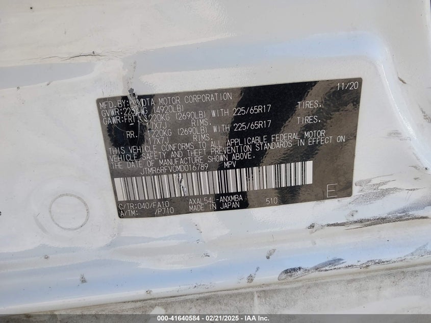 2021 TOYOTA RAV4 HYBRID XLE - JTMR6RFV0MD016789