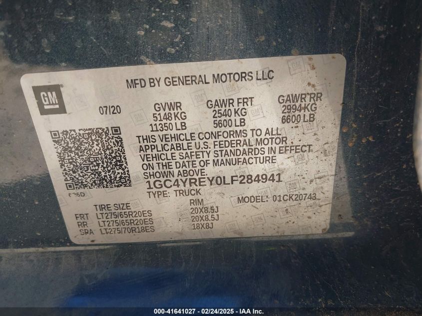 2020 Chevrolet Silverado 2500 - 1GC4YREY0LF284941