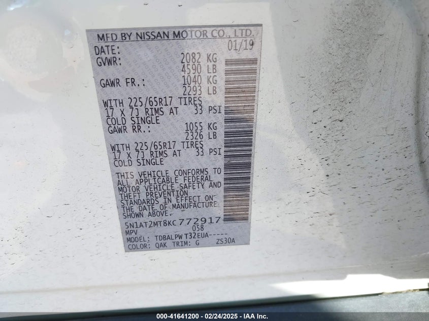 2019 NISSAN ROGUE S - 5N1AT2MT8KC772917