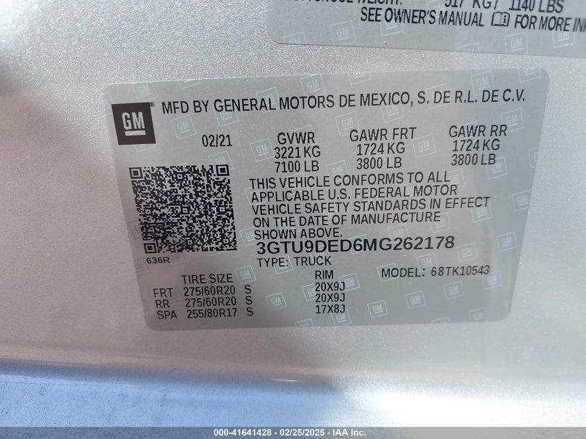 2021 GMC SIERRA 1500 4WD  SHORT BOX SLT - 3GTU9DED6MG262178