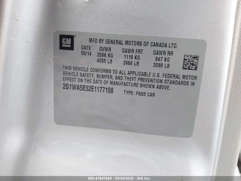 2014 CHEVROLET IMPALA LIMITED LS - 2G1WA5E32E1177158