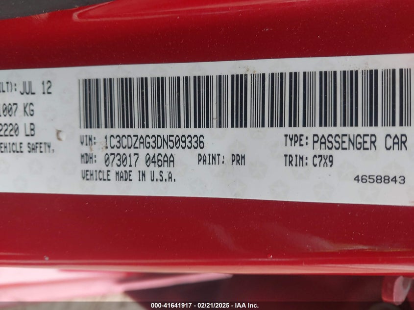 2013 DODGE AVENGER SE V6 - 1C3CDZAG3DN509336