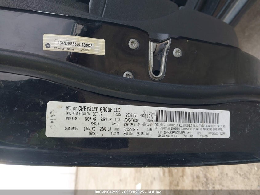 2013 JEEP PATRIOT SPORT - 1C4NJRBB5DD138928