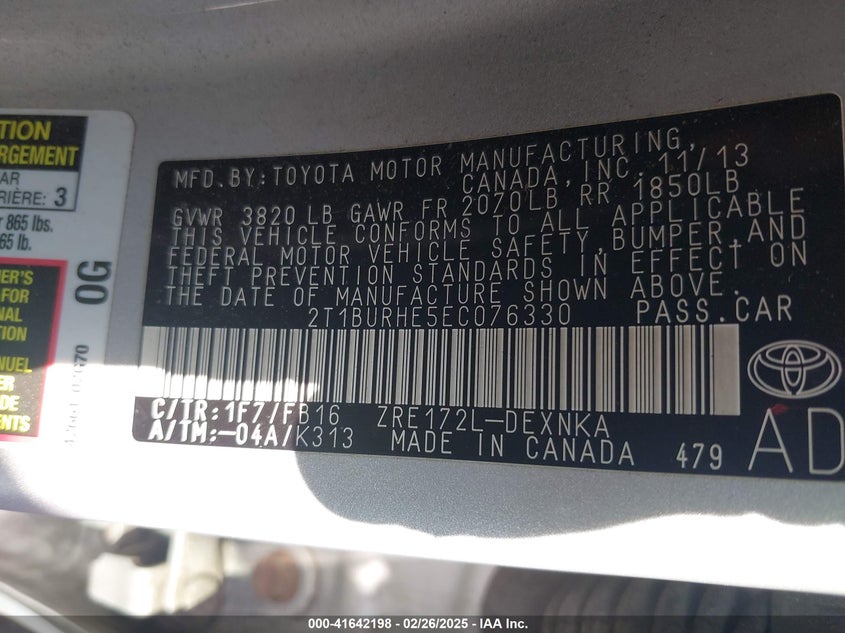 2014 TOYOTA COROLLA LE PLUS - 2T1BURHE5EC076330