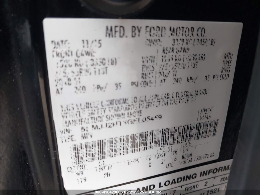 2016 Lincoln Navigator Select VIN: 5LMJJ2HT3GEL05459 Lot: 41642906